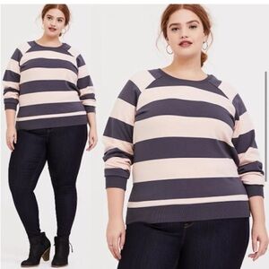 Torrid Gray and Light Pink Striped Sweat Shirt